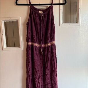 Faded Glory Burgundy Jumpsuit with Embroidered Trim